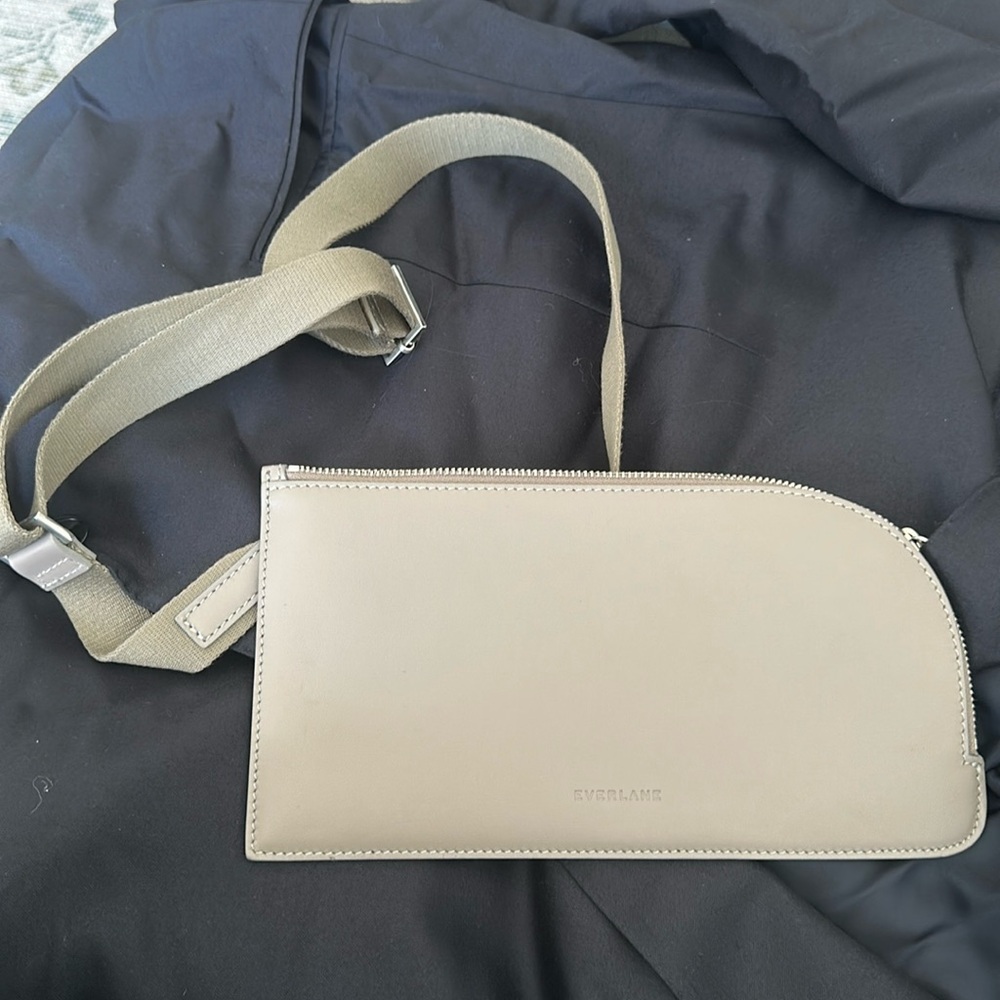 Everlane The Cactus Leather Sling Bag in the color grey / taupe
